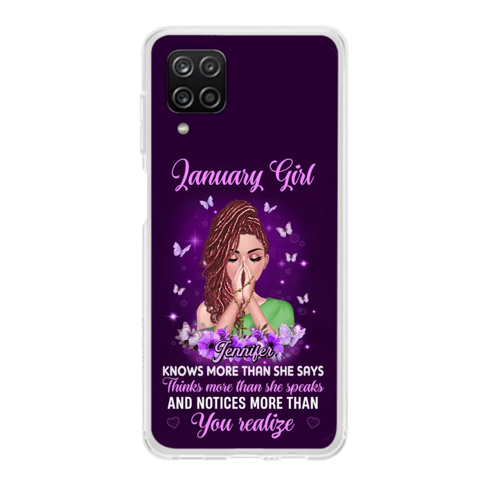 Custom Personalized Birthday Girl iPhone/ Samsung Phone Case - Gift Idea For Girl/ Friend/ Daughter - Knows More Than She Says