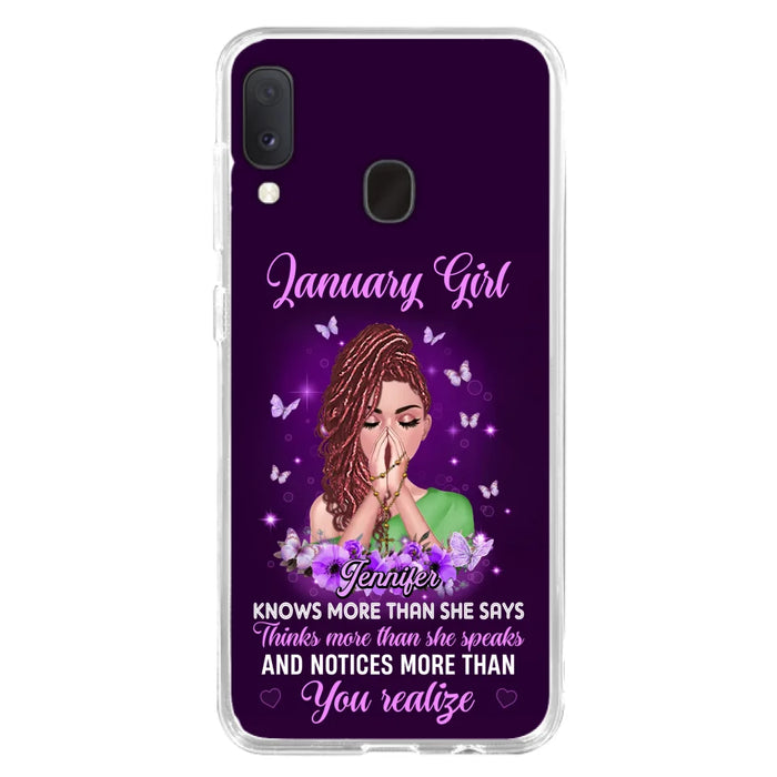 Custom Personalized Birthday Girl iPhone/ Samsung Phone Case - Gift Idea For Girl/ Friend/ Daughter - Knows More Than She Says