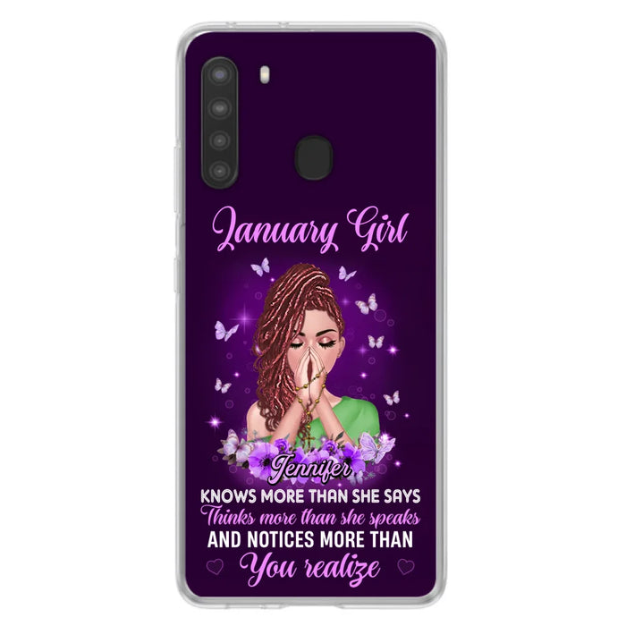 Custom Personalized Birthday Girl iPhone/ Samsung Phone Case - Gift Idea For Girl/ Friend/ Daughter - Knows More Than She Says