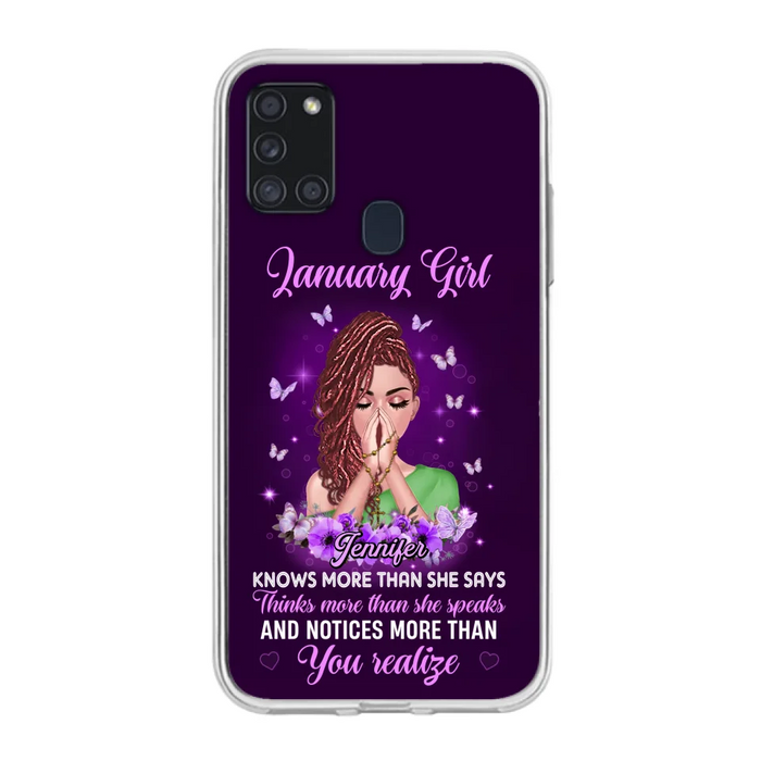 Custom Personalized Birthday Girl iPhone/ Samsung Phone Case - Gift Idea For Girl/ Friend/ Daughter - Knows More Than She Says