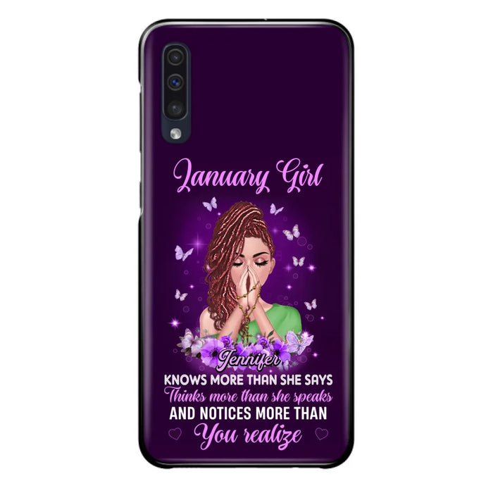 Custom Personalized Birthday Girl iPhone/ Samsung Phone Case - Gift Idea For Girl/ Friend/ Daughter - Knows More Than She Says