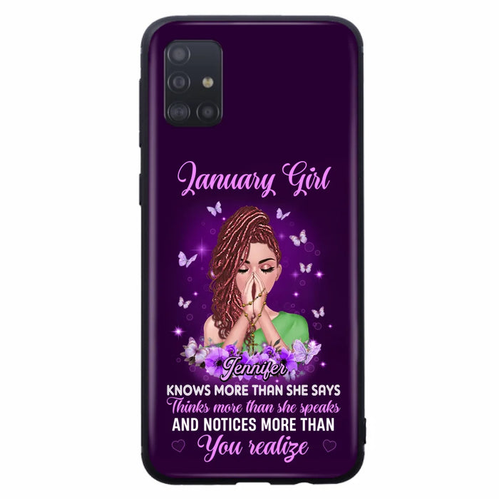 Custom Personalized Birthday Girl iPhone/ Samsung Phone Case - Gift Idea For Girl/ Friend/ Daughter - Knows More Than She Says