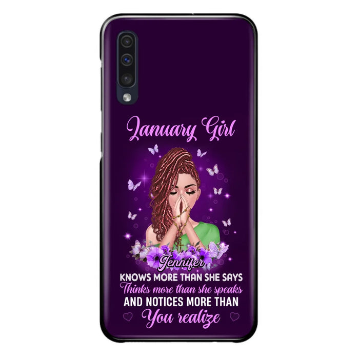 Custom Personalized Birthday Girl iPhone/ Samsung Phone Case - Gift Idea For Girl/ Friend/ Daughter - Knows More Than She Says