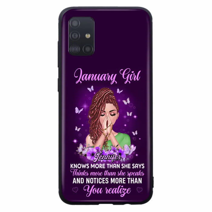 Custom Personalized Birthday Girl iPhone/ Samsung Phone Case - Gift Idea For Girl/ Friend/ Daughter - Knows More Than She Says