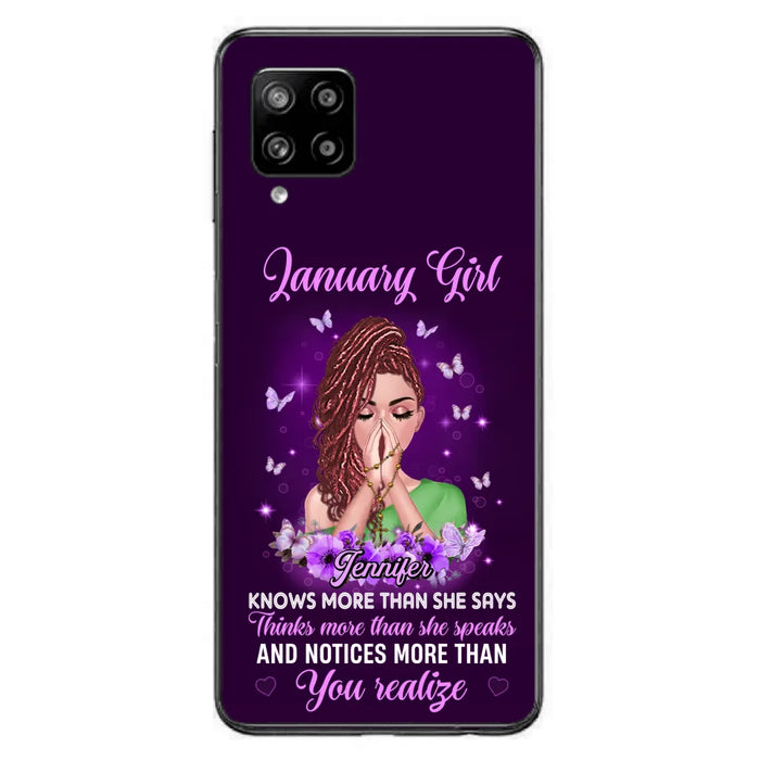 Custom Personalized Birthday Girl iPhone/ Samsung Phone Case - Gift Idea For Girl/ Friend/ Daughter - Knows More Than She Says