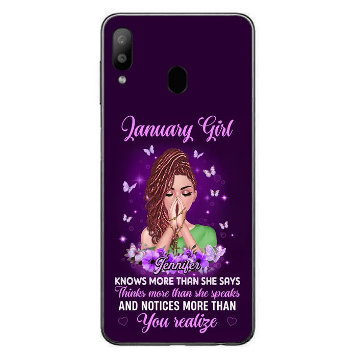 Custom Personalized Birthday Girl iPhone/ Samsung Phone Case - Gift Idea For Girl/ Friend/ Daughter - Knows More Than She Says