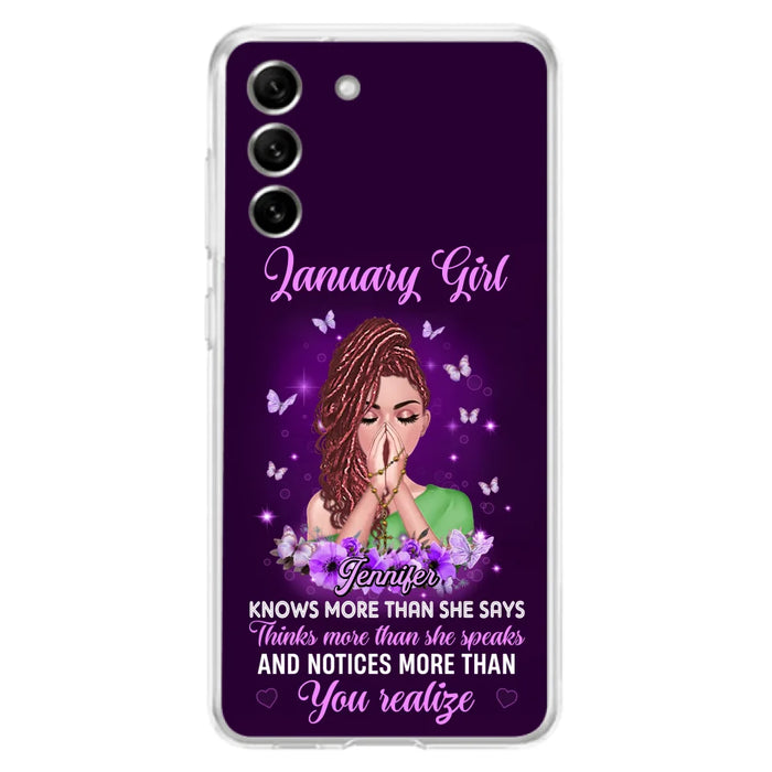 Custom Personalized Birthday Girl iPhone/ Samsung Phone Case - Gift Idea For Girl/ Friend/ Daughter - Knows More Than She Says