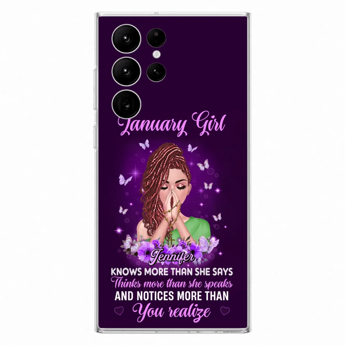 Custom Personalized Birthday Girl iPhone/ Samsung Phone Case - Gift Idea For Girl/ Friend/ Daughter - Knows More Than She Says