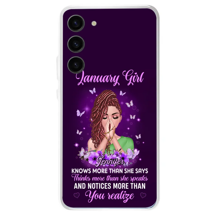 Custom Personalized Birthday Girl iPhone/ Samsung Phone Case - Gift Idea For Girl/ Friend/ Daughter - Knows More Than She Says