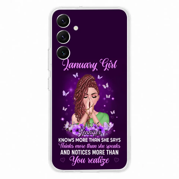 Custom Personalized Birthday Girl iPhone/ Samsung Phone Case - Gift Idea For Girl/ Friend/ Daughter - Knows More Than She Says