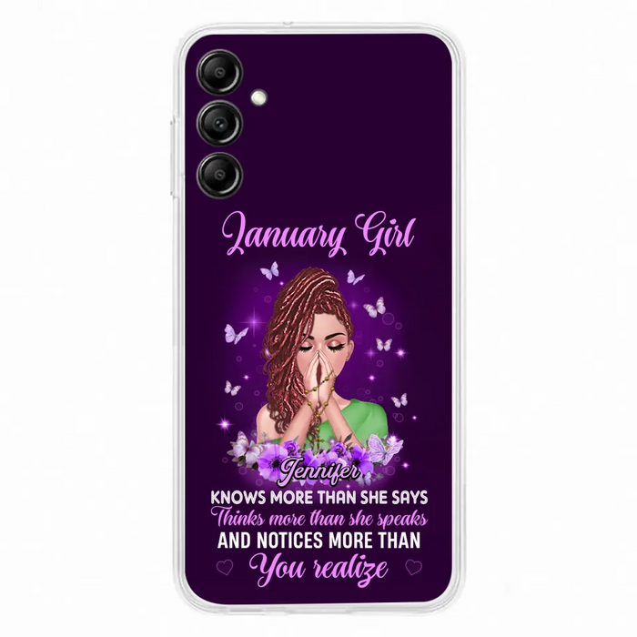 Custom Personalized Birthday Girl iPhone/ Samsung Phone Case - Gift Idea For Girl/ Friend/ Daughter - Knows More Than She Says