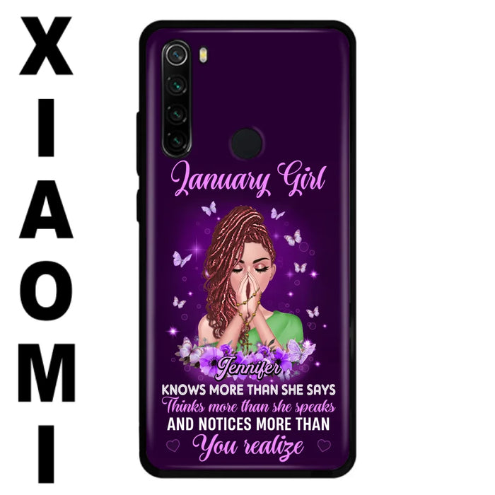 Custom Personalized Birthday Girl Phone Case - Gift Idea For Girl/ Friend/ Daughter - Knows More Than She Says - Case For Xiaomi/ Oppo/ Huawei