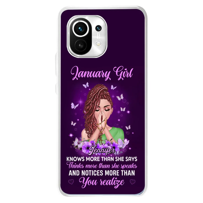 Custom Personalized Birthday Girl Phone Case - Gift Idea For Girl/ Friend/ Daughter - Knows More Than She Says - Case For Xiaomi/ Oppo/ Huawei