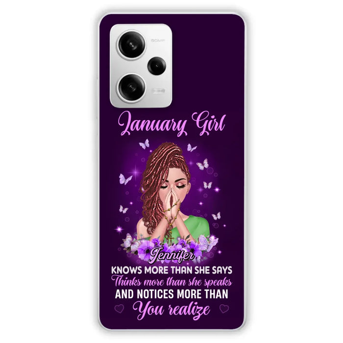 Custom Personalized Birthday Girl Phone Case - Gift Idea For Girl/ Friend/ Daughter - Knows More Than She Says - Case For Xiaomi/ Oppo/ Huawei