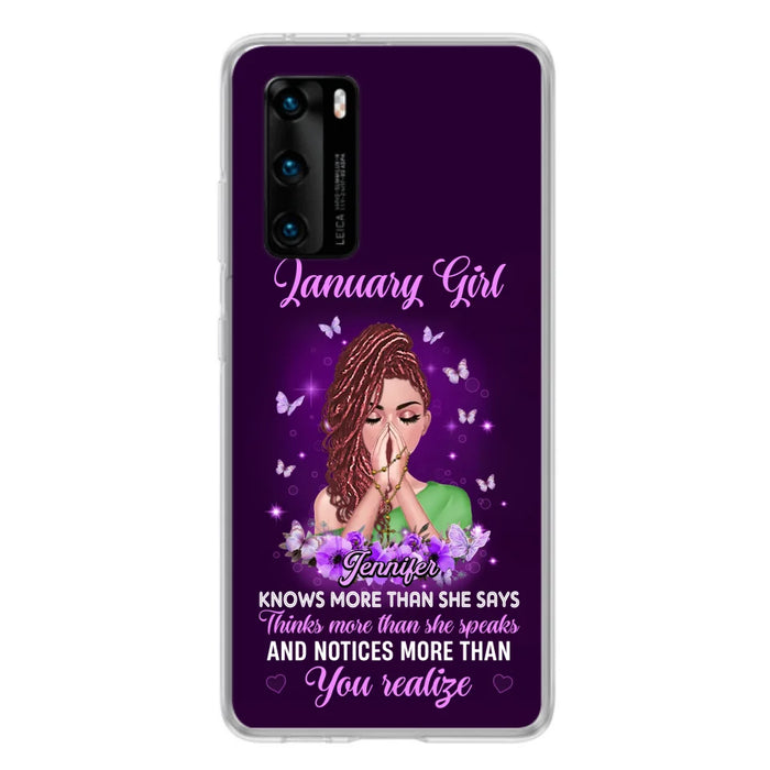 Custom Personalized Birthday Girl Phone Case - Gift Idea For Girl/ Friend/ Daughter - Knows More Than She Says - Case For Xiaomi/ Oppo/ Huawei