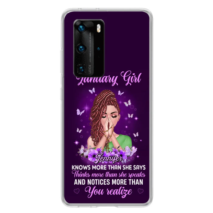 Custom Personalized Birthday Girl Phone Case - Gift Idea For Girl/ Friend/ Daughter - Knows More Than She Says - Case For Xiaomi/ Oppo/ Huawei