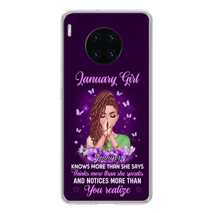 Custom Personalized Birthday Girl Phone Case - Gift Idea For Girl/ Friend/ Daughter - Knows More Than She Says - Case For Xiaomi/ Oppo/ Huawei