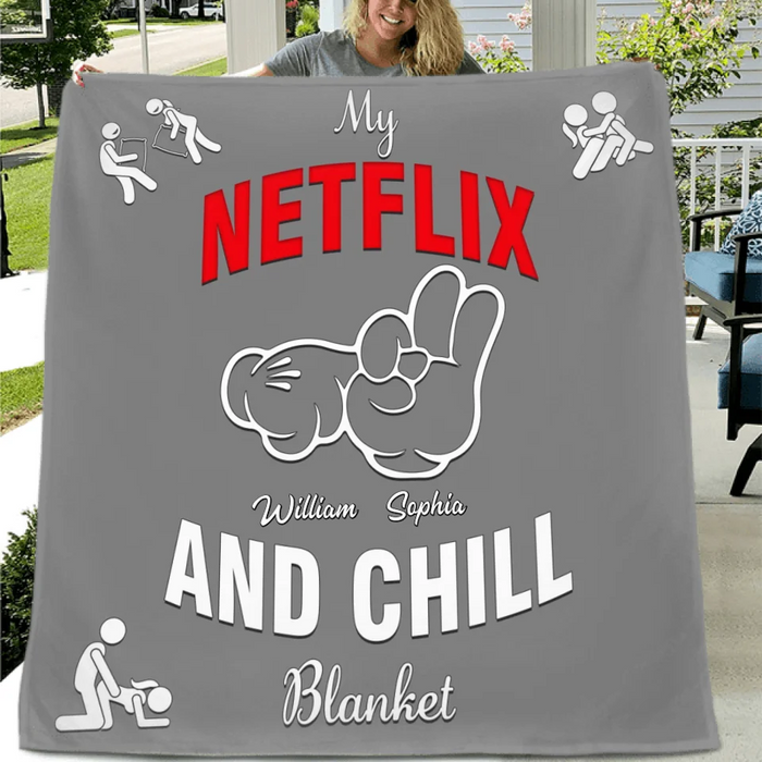 Custom Personalized Couple Quilt/ Fleece Throw Blanket - Gift Idea For Couple - My Netflix And Chill Blanket