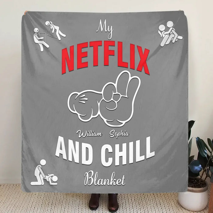 Custom Personalized Couple Quilt/ Fleece Throw Blanket - Gift Idea For Couple - My Netflix And Chill Blanket