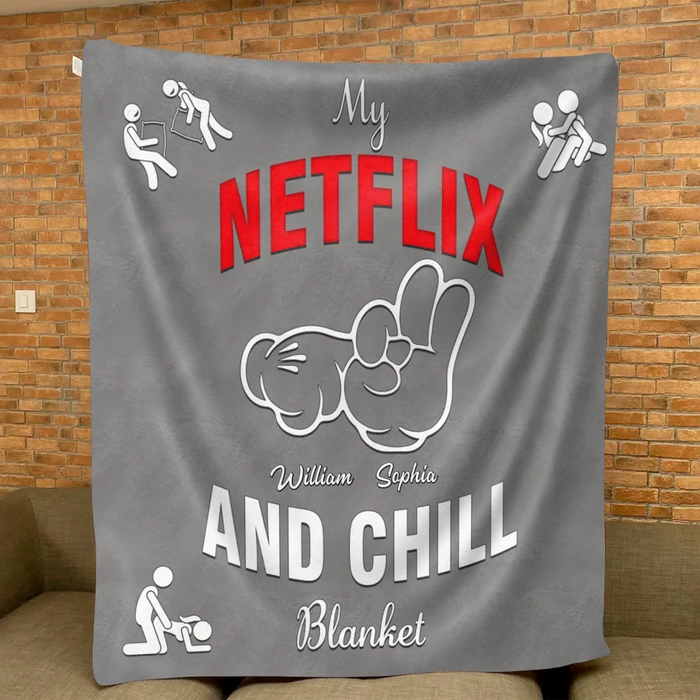 Custom Personalized Couple Quilt/ Fleece Throw Blanket - Gift Idea For Couple - My Netflix And Chill Blanket