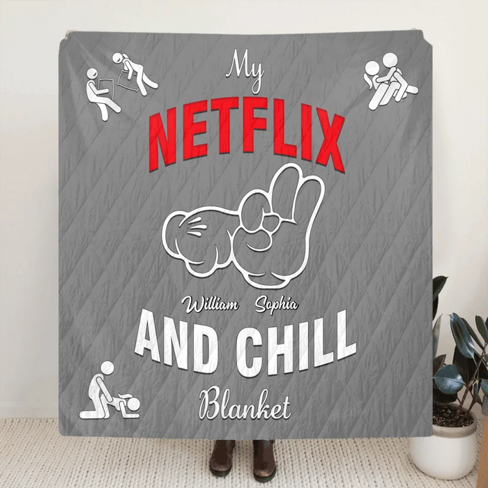 Custom Personalized Couple Quilt/ Fleece Throw Blanket - Gift Idea For Couple - My Netflix And Chill Blanket