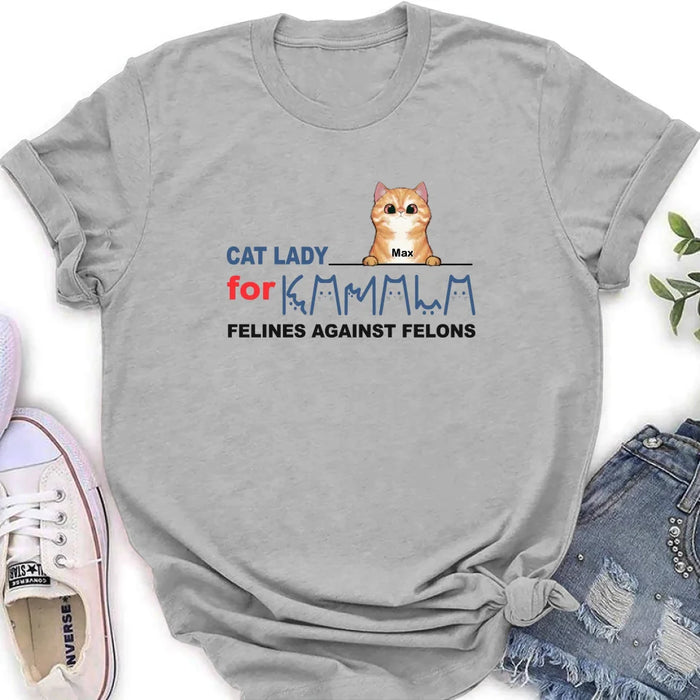 Custom Personalized Cat Lady For Kamala T-shirt/ Long Sleeve/ Sweatshirt/ Hoodie - Gift Idea For Cat Lover - Felines Against Felons