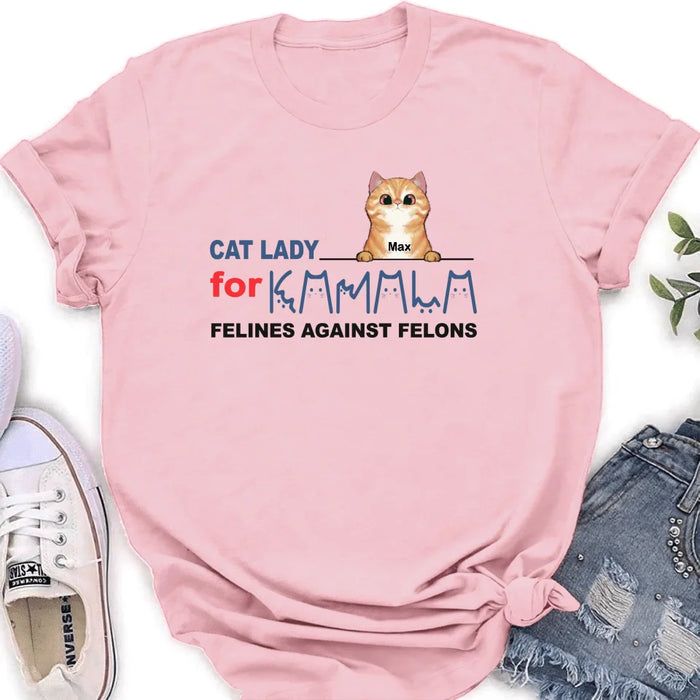 Custom Personalized Cat Lady For Kamala T-shirt/ Long Sleeve/ Sweatshirt/ Hoodie - Gift Idea For Cat Lover - Felines Against Felons