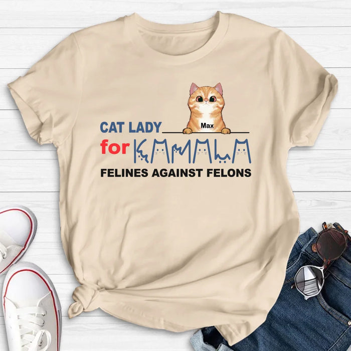 Custom Personalized Cat Lady For Kamala T-shirt/ Long Sleeve/ Sweatshirt/ Hoodie - Gift Idea For Cat Lover - Felines Against Felons