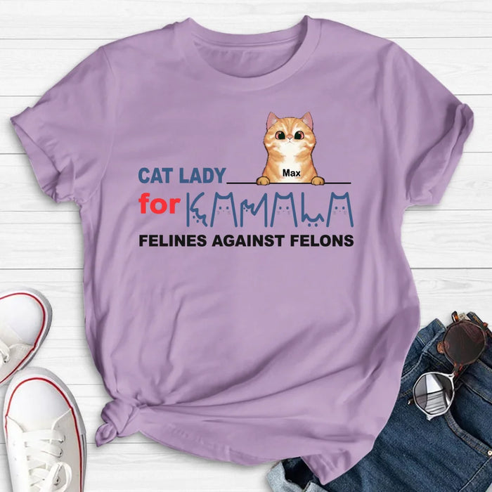 Custom Personalized Cat Lady For Kamala T-shirt/ Long Sleeve/ Sweatshirt/ Hoodie - Gift Idea For Cat Lover - Felines Against Felons