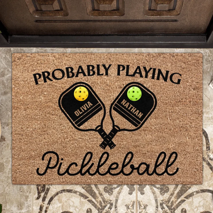 Custom Personalized Pickleball Couple Doormat - Gift Idea For Couple - Probably Playing Pickleball