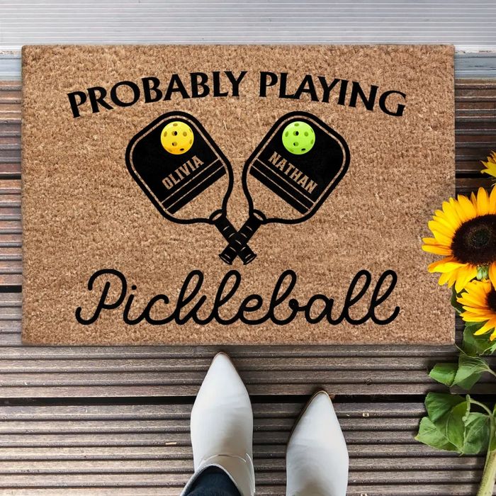 Custom Personalized Pickleball Couple Doormat - Gift Idea For Couple - Probably Playing Pickleball