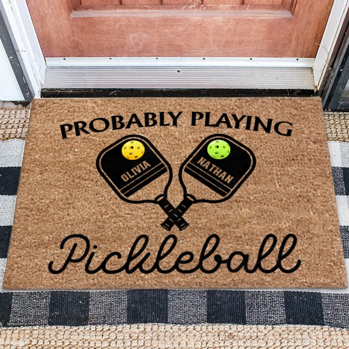 Custom Personalized Pickleball Couple Doormat - Gift Idea For Couple - Probably Playing Pickleball