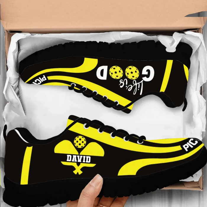 Custom Personalized Pickleball Sneakers - Gift Idea For Pickleball Lover - Life Is Good