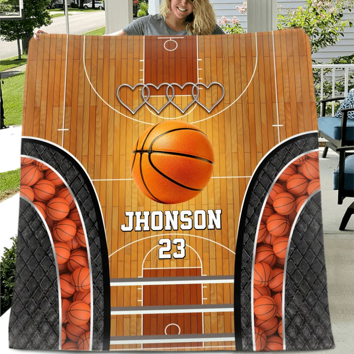 Custom Personalized Basketball Quilt/ Fleece Throw Blanket - Gift Idea For Basketball Lover