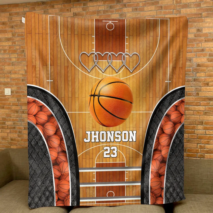 Custom Personalized Basketball Quilt/ Fleece Throw Blanket - Gift Idea For Basketball Lover