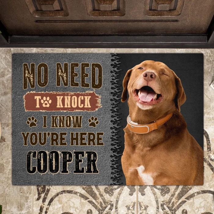 Custom Personalized Dog Doormat - Gift Idea For Dog Lover - No Need To Knock I Know You're Here