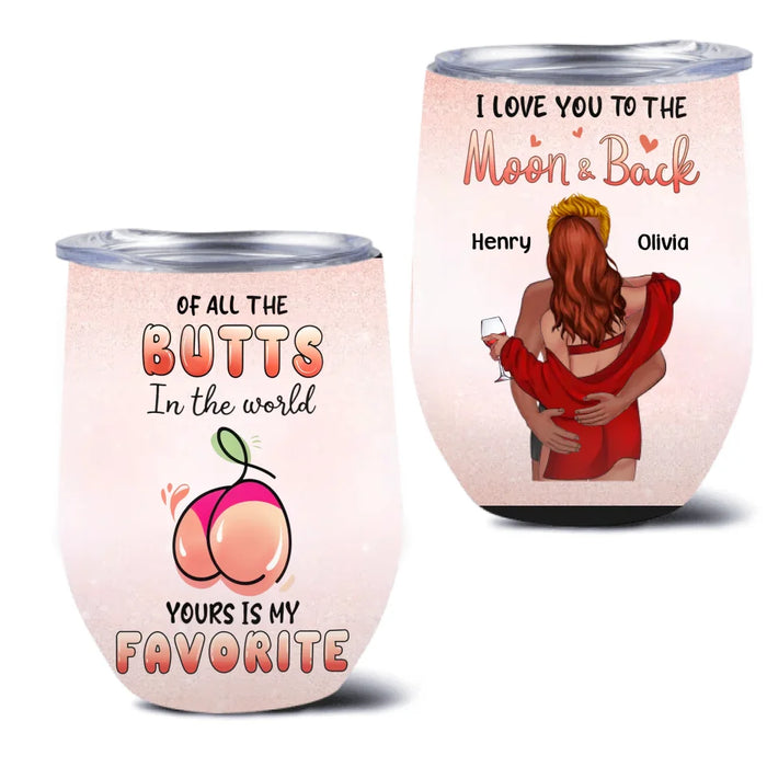 Custom Personalized Couple Wine Tumbler - Funny Gift Idea For Couple/ Husband And Wife - Yours Is My Favorite