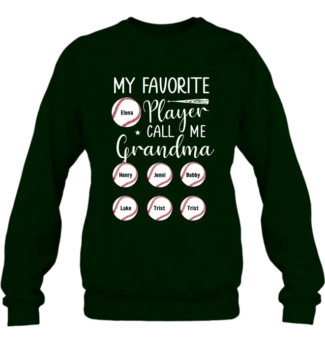 Personalized Baseball T-Shirt - My Favorite Player Call Me Grandma