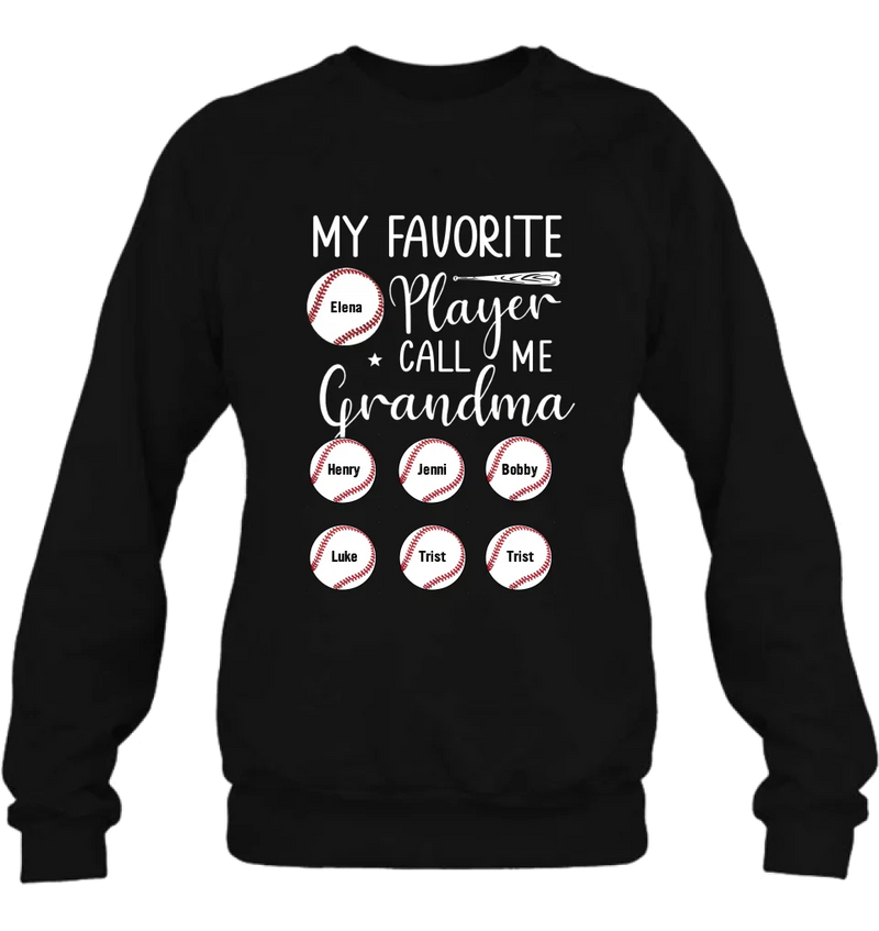 Personalized Baseball T-Shirt - My Favorite Player Call Me Grandma
