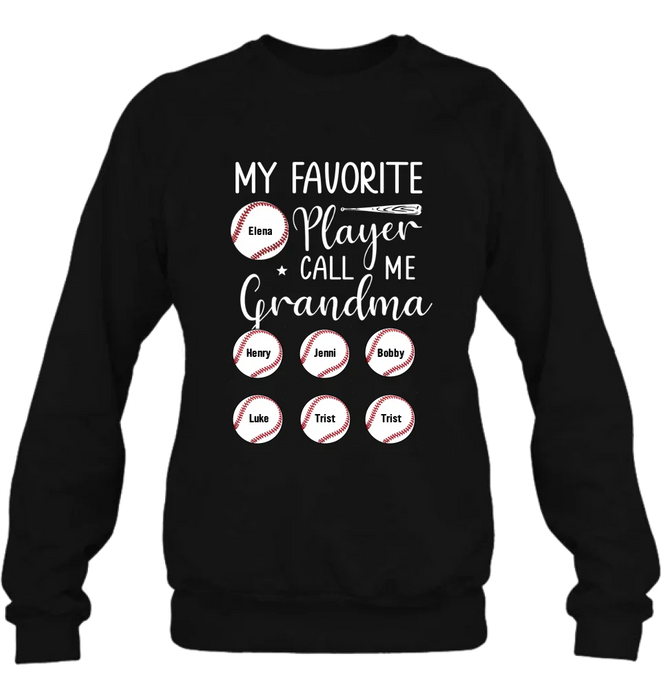 Personalized Baseball T-Shirt - My Favorite Player Call Me Grandma