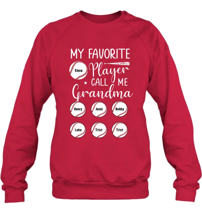 Personalized Baseball T-Shirt - My Favorite Player Call Me Grandma