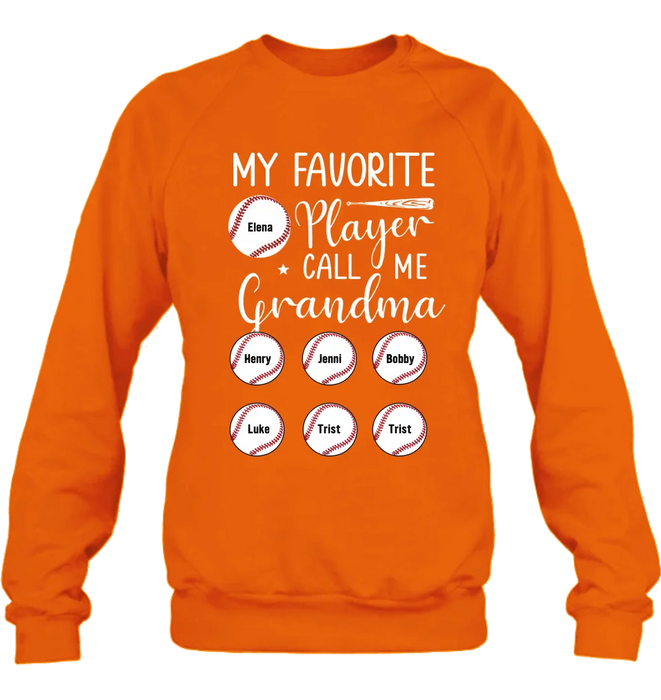 Personalized Baseball T-Shirt - My Favorite Player Call Me Grandma