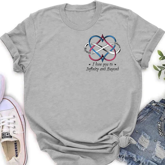 Custom Personalized Couple T-shirt/ Hoodie - Gift Idea For Couple - I Love You To Infinity And Beyond