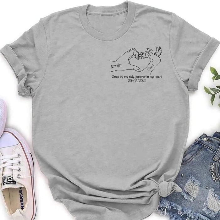 Custom Personalized Memorial Dog T-shirt/ Sweatshirt/ Hoodie - Memorial Gift Idea For Dog Lover - Once By Me Side Forever In My Heart