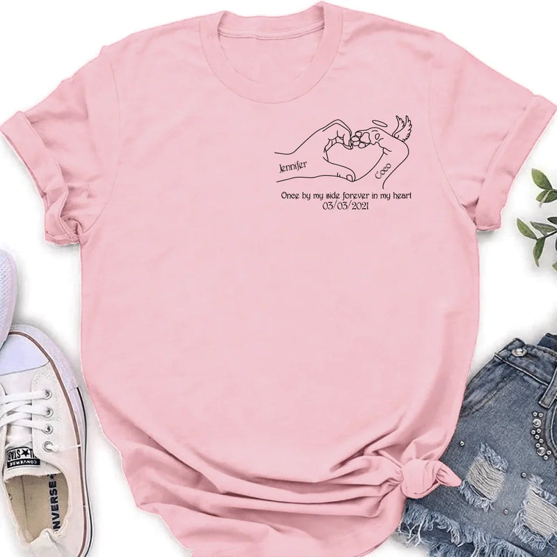 Personalized Memorial Dog T-shirt/Sweatshirt/Hoodie - Memorial Gift Idea For Dog Lover - Once By Me Side Forever In My Heart