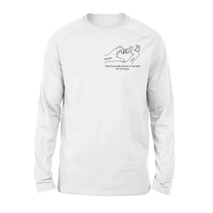 Custom Personalized Memorial Dog T-shirt/ Sweatshirt/ Hoodie - Memorial Gift Idea For Dog Lover - Once By Me Side Forever In My Heart