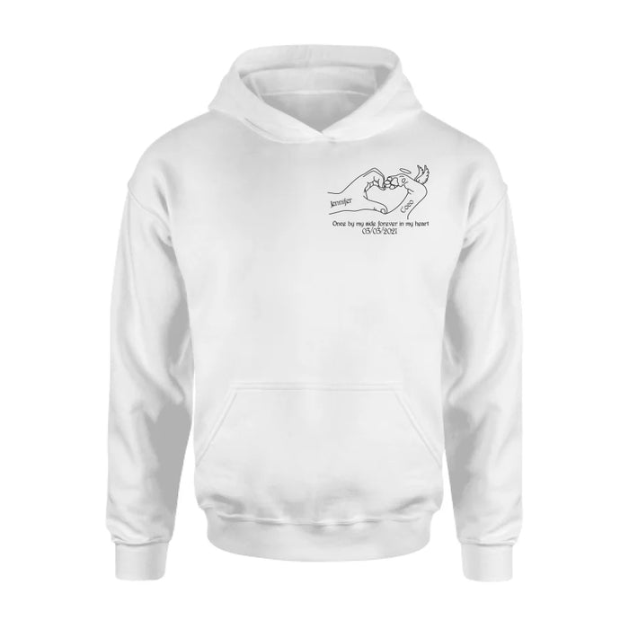 Custom Personalized Memorial Dog T-shirt/ Sweatshirt/ Hoodie - Memorial Gift Idea For Dog Lover - Once By Me Side Forever In My Heart