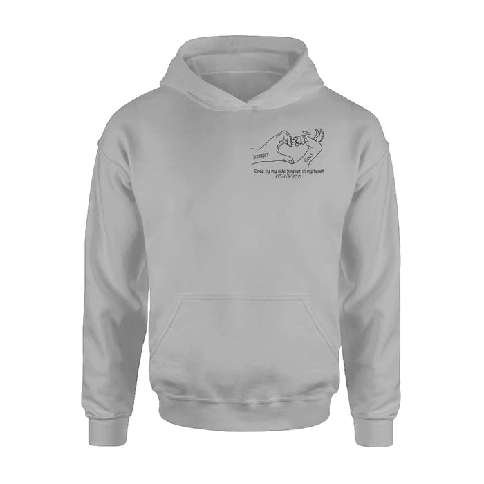 Custom Personalized Memorial Dog T-shirt/ Sweatshirt/ Hoodie - Memorial Gift Idea For Dog Lover - Once By Me Side Forever In My Heart