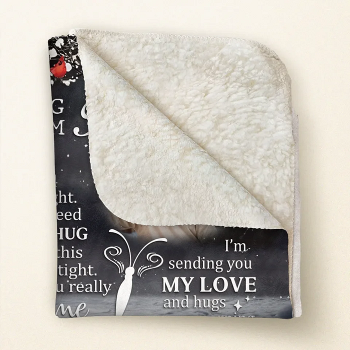 Custom Personalized Memorial Quilt/ Fleece Throw Blanket - Memorial Gift Idea - Upload Photo - A Hug From Heaven