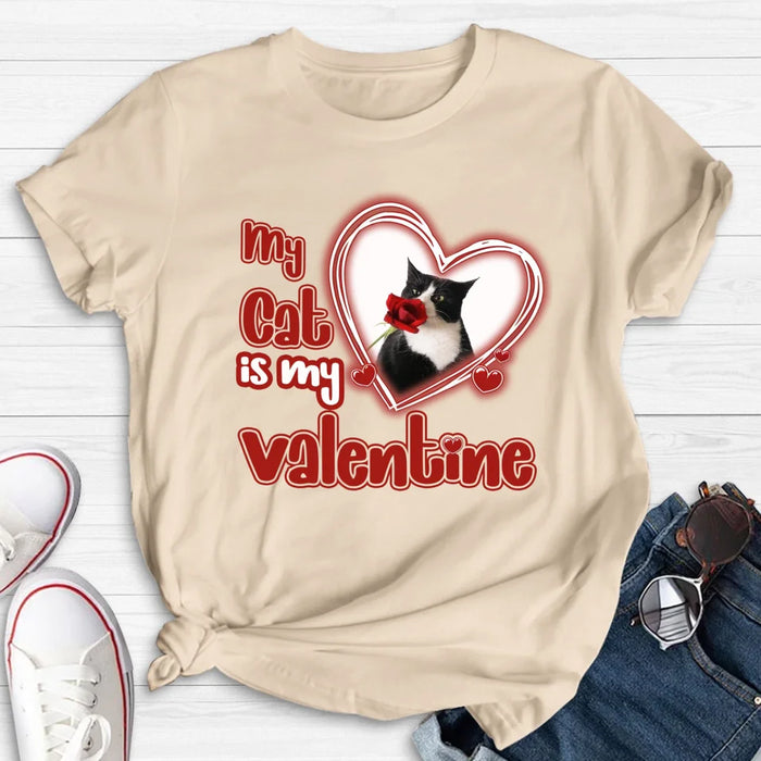 Custom Personalized Photo Pet T-Shirt/Hoodie/Sweatshirt -   My Cat/Dog Is My Valentine